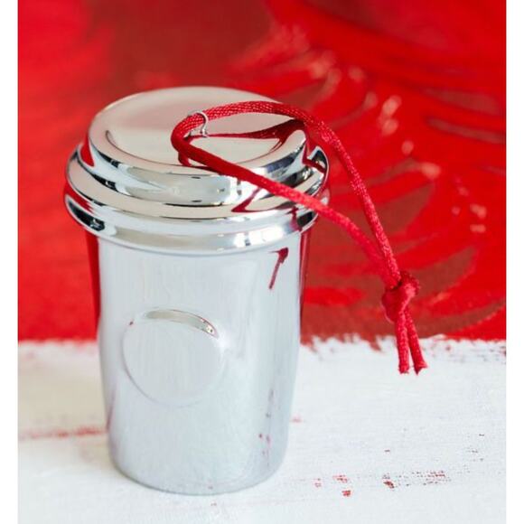 VTG Set (3) Ceramic Metallic Gold Red Silver STARBUCKS CUP ORNAMENTS 3" New - Picture 4 of 7